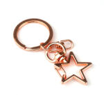  Fém kulcskarika lánccal - csillag, rózsaarany