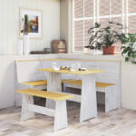 vidaXL mézbarna és fehér tömör fenyőfa étkezőasztal paddal (327253)