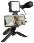 LogiLink Vlogger Kit LED fénnyel, mikrofonnal + állvánnyal, 4, 7-7" -os okostelefonokhoz (AA0157)