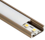 Lumines Type-D Barna - Alumínium U profil LED szalagos világításhoz 16x6 mm (Félig átlátszó búrával) (LUMINES-D2-I + LUMINESB-K2020-MR PVC (2,02 m))