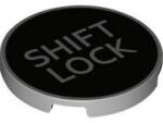 LEGO® 67095pb010c86 - LEGO világosszürke csempe 3 x 3 méretű, fekete háttéren, ezüst 'SHIFT LOCK' felirattal (67095pb010c86)
