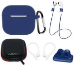Hurtel AirPods 3 szilikon tok szett + tok/fülkampó/nyakszíj/óraszíj tartó/karabiner kapocs - kék