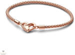 Pandora szegecses 14k rózsaaranyozott karkötő szív csattal 19 cm - 582731C00-19