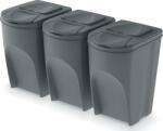 SortiBox Set 3 buc cosuri de gunoi pentru colectare selectiva "Sortibox", gri (stone grey), volum 35 litri, suprapozabile (IKWB35S3-405U) Cos de gunoi