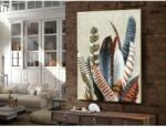 Schuller Tablou modern UCELLI 586107 Schuller, 90x120, pictura acrilica pe panza cu pene multicolore