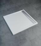 SanSwiss Cadita dus SanSwiss ILA WIQ 100x100cm, marmura sintetica alba, scurgere lineara crom