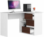  Sarok íróasztal - Akord Furniture - 124 cm - fehér / wenge (5907504381381)