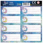 DERFORM Unikornis 8 db-os füzetcímke - többféle (NNZJR)