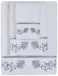 SOFT COTTON DIARA törölközők és fürdőlepedők ajándékszettje, 3 db Fehér-szürke hímzés / Grey embroidery