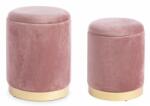 Bizzotto Set 2 tabureti velur roz otel auriu Polina 31.5x38 cm, 36x45 cm (0720320)