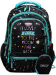 DACO Ghiozdan scoala DACO GH348, 38 cm, Motiv I love you, Negru (GH348)