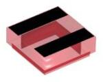 LEGO® 3070bpb252c17 - LEGO átlátszó piros csempe 1 x 1 méretű, 2 fekete csík mintával (3070bpb252c17)