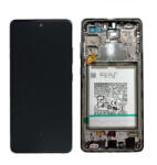 Samsung A536 Galaxy A53 5G Előlap keret+LCD Kijelző+Érintőüveg+Akkumulátor, Fekete, Awesome Black (GH82-28026A) Service Pack