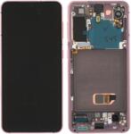 Samsung G991 Galaxy S21 5G Előlap Keret+LCD Kijelző+Érintőpanel, Rózsaszín, Phantom Pink (GH82-24544D, GH82-24545D) Service Pack
