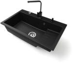  Gránit mosogatótálca NERO Boss + Design csaptelep + adagoló (matt fekete)