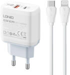 LDNIO A2421C USB, USB-C 22, 5W hálózati töltő + USB-C - Villámkábel