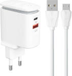 LDNIO A2423C USB, USB-C hálózati töltő + MicroUSB kábel