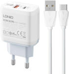 LDNIO A2421C USB, USB-C töltő 22, 5 W + USB-C kábel