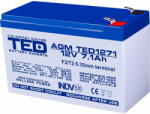 TED Electric Оловна батерия TED ELECTRIC, AGM, 12V, 7Ah, 151/ 65/ 94 mm, Терминал2 (TED-12V-7AH-AGM) - cybertrade