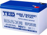 TED Electric Оловна батерия TED ELECTRIC, AGM, 12V, 9Ah , 151/ 65/ 94 mm, Терминал2 (TED-12V-9AH-AGM) - cybertrade
