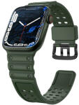 Hurtel Szíj Háromszoros védőszíj Apple Watch SE-hez, 8, 7, 6, 5, 4, 3, 2, 1 (41, 40, 38 mm) pántos karkötő zöld