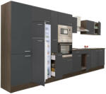Leziter Yorki 420 konyhabútor yorki tölgy korpusz, selyemfényű antracit fronttal felülfagyasztós hűtős szekrénnyel (L420YAN-FF) - leziteronline