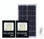 Flippy Set 2 proiectoare LED SMD 30W cu incarcare solara Flippy, panou solar, cu telecomanda, suport prindere, material ABS, 1.2AH, 200LED-uri, 13x13.5 cm, negru (124636)