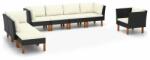 vidaXL 8 részes fekete polyrattan és eukaliptuszfa 3082087