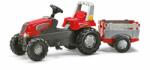 Rolly Toys Tractor cu pedale si remorca, rollyJunior RT, rosu
