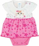 Asti Rövid ujjú szoknyás baba body cuki Virágos cica mintával