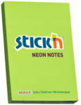 STICK'N Notes autoadeziv 76x51 mm, 100 file, STICK'N Neon - Verde (HO-21163)
