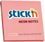 STICK'N Notes autoadeziv 76x76 mm, 100 file, STICK'N Neon - Magenta (HO-21166)