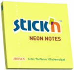 STICK'N Notes autoadeziv 76x76 mm, 100 file, STICK'N Neon - Galben (HO-21133)