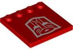 LEGO® 6179pb223c5 - LEGO piros csempe szélén bütykökkel, 4 x 4 méretű, fehér Transformers autóbot szimbólum mintával (6179pb223c5)