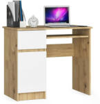 AKORD Íróasztal - Akord Furniture - 90 cm - arany tölgy / fehér (bal)