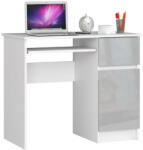 AKORD Íróasztal - Akord Furniture - 90 cm - fehér / magasfényű szürke