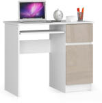 AKORD Íróasztal - Akord Furniture - 90 cm - fehér / magasfényű bézs