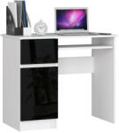 AKORD Íróasztal - Akord Furniture - 90 cm - fehér / magasfényű fekete (bal)
