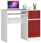 AKORD Íróasztal - Akord Furniture - 90 cm - fehér / magasfényű bordó