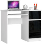 AKORD Íróasztal - Akord Furniture - 90 cm - fehér / magasfényű fekete