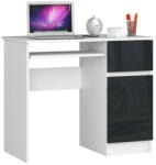 AKORD Íróasztal - Akord Furniture - 90 cm - fehér / magasfényű grafitszürke