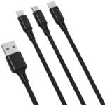 XO 3in1 Cable USB-C / Lightning / Micro 2.4A, 1, 2m (Black) (NB173) - mi-one