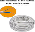 DDT Cablu electric litat 2 X 2.5mm (multifilar) MYYM H05VV-F, Rola 100 metri, alb (C710)