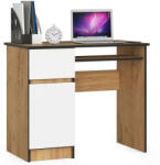 AKORD Íróasztal - Akord Furniture - 90 cm - kézműves tölgy / fehér (bal)