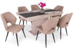 Divian Magasfényű Flóra plusz asztal Aspen székkel - 6 személyes étkezőgarnitúra