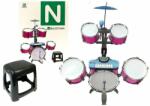 LeanToys Set de tobe muzicale de jucarie pentru copii, cu scaunel, microfon si mixer, roz, LeanToys, 4835 - produsecopii Instrument muzical de jucarie