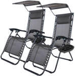 Timeless Tools Zéró gravitáció szék napellenzővel és pohártartóval - 2 db - fekete
