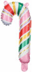 PartyDeco S. r. o Cukorka alakú fólia lufi, pink csíkos, 18 X 35 cm, 5 darab