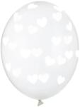 PartyDeco Balon - Transparent cu inimioare albe
