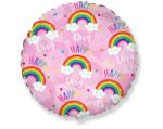 Flexmetal Balon din folie - Happy Day, roz 48 cm